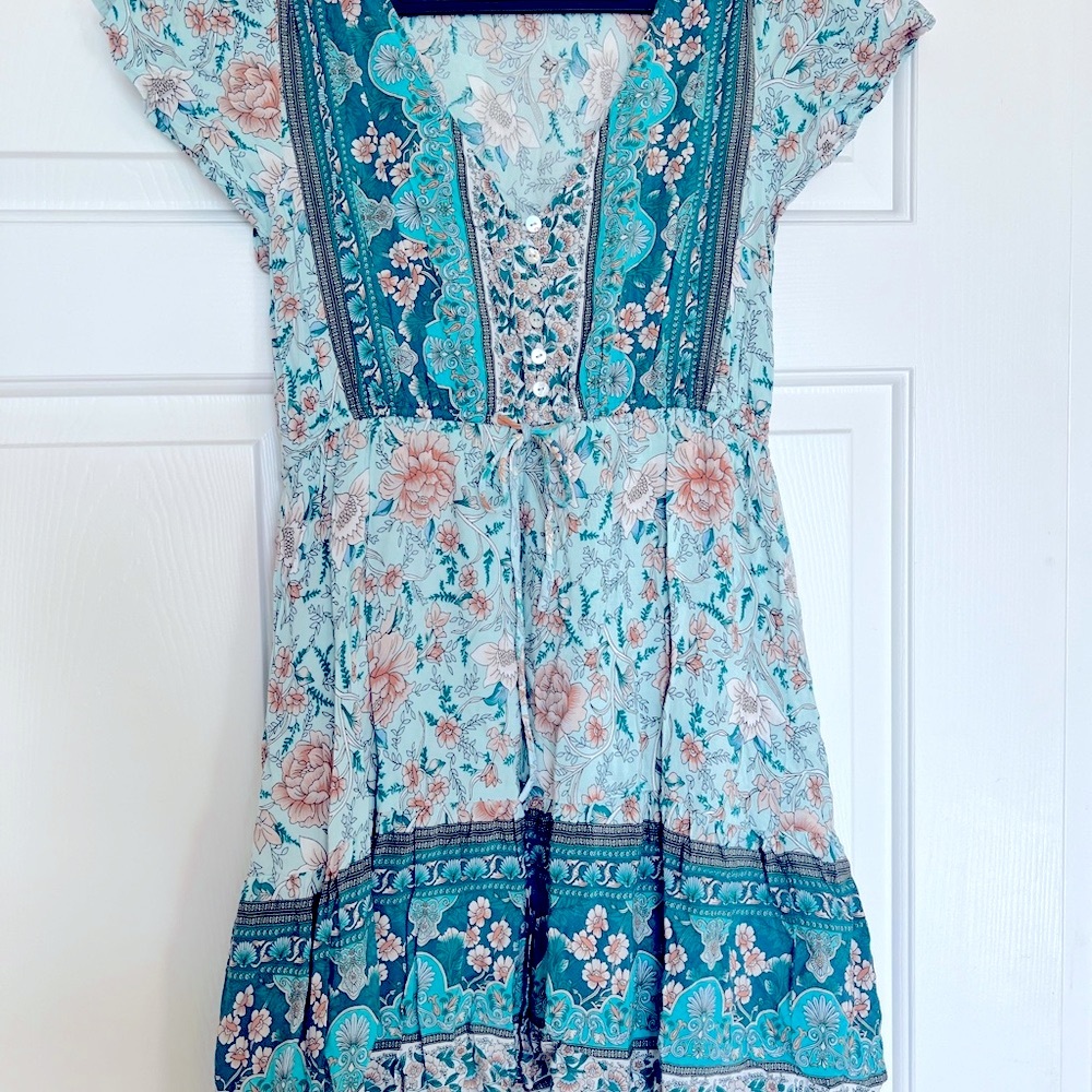 2/30$ Blue Floral Boho Dress